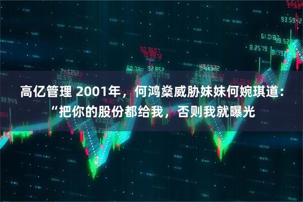 高亿管理 2001年，何鸿燊威胁妹妹何婉琪道：“把你的股份都给我，否则我就曝光